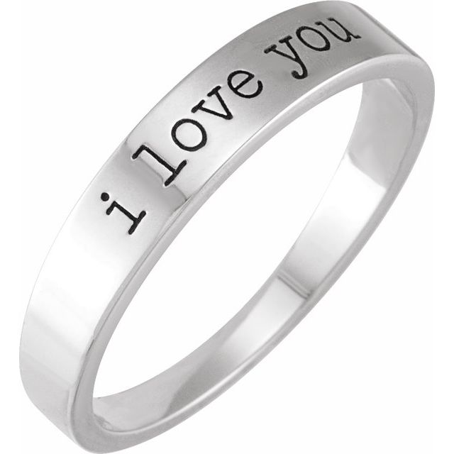 14K White I Love You Stackable Ring