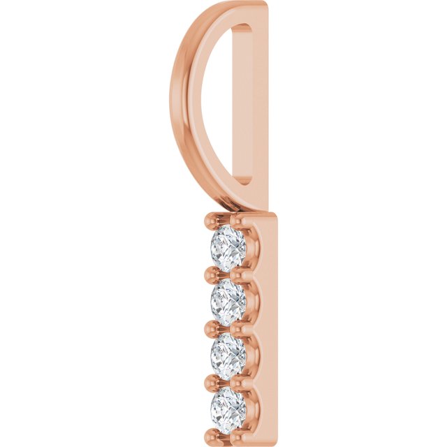 14K Rose .07 CTW Natural Diamond Bar Charm/Pendant