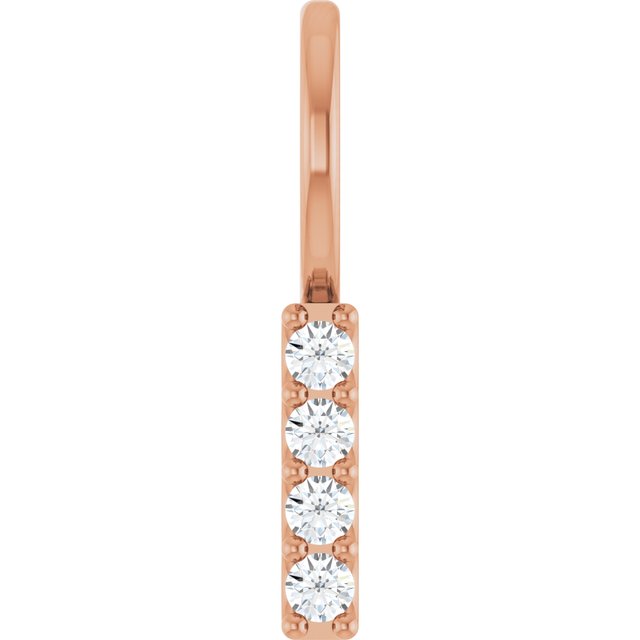 14K Rose .07 CTW Natural Diamond Bar Charm/Pendant