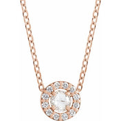 14K Rose 1/5 CTW Rose-Cut Natural Diamond Halo-Style 16-18" Necklace