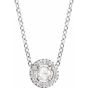 Platinum 1/5 CTW Rose-Cut Natural Diamond Halo-Style 16-18" Necklace