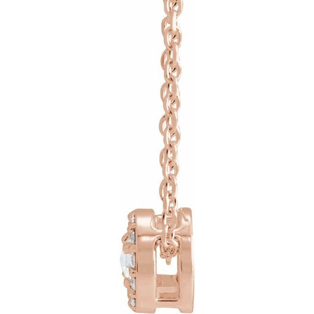 14K Rose 1/5 CTW Rose-Cut Natural Diamond Halo-Style 16-18" Necklace