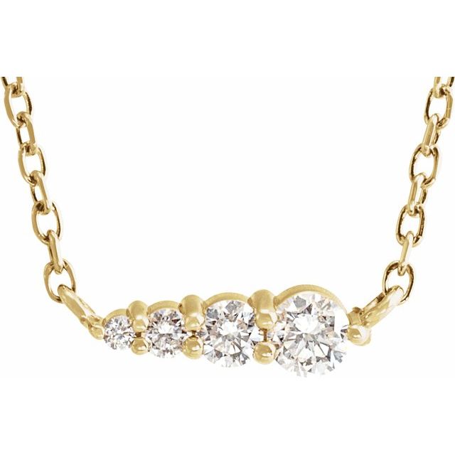 14K Yellow 1/10 CTW Natural Diamond Graduated 16" Necklace