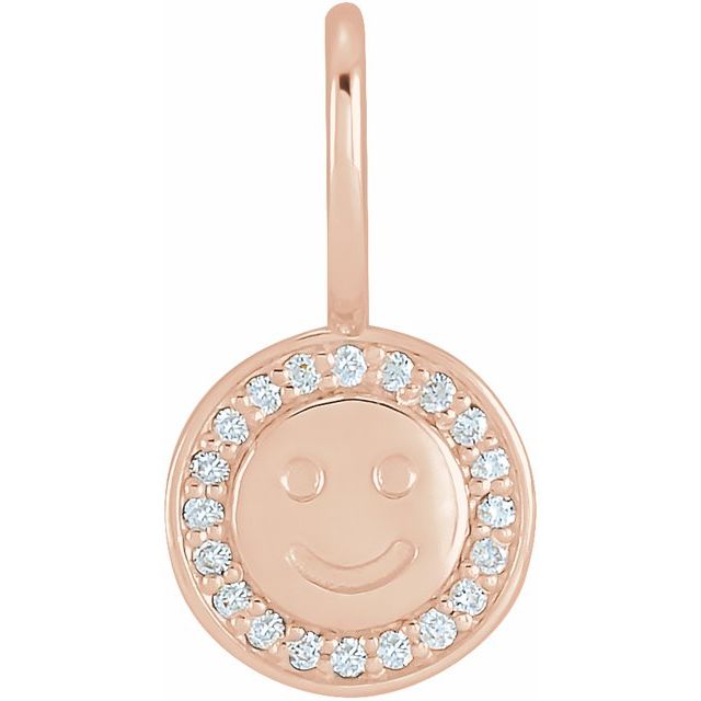 14K Rose .04 CTW Natural Diamond Smiley Face Charm/Pendant