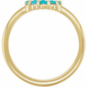 14K Yellow Natural Turquoise Cabochon Halo-Style Ring