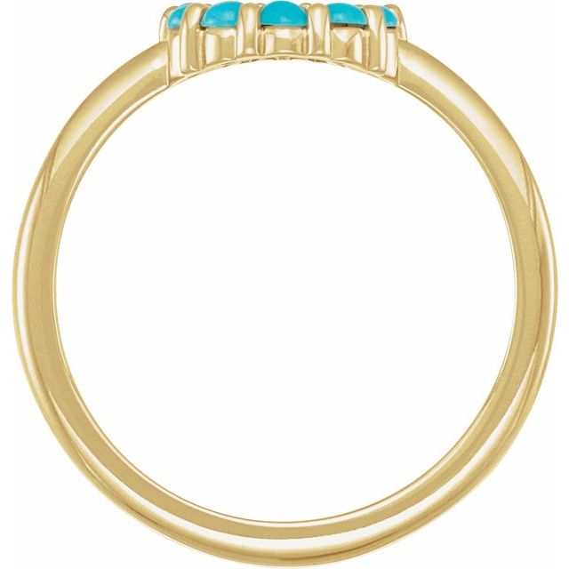 14K Yellow Natural Turquoise Cabochon Halo-Style Ring