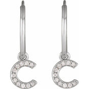 14K White .04 CTW Natural Diamond Single Initial C Hoop Earring