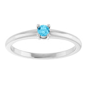 Sterling Silver Natural Aquamarine Ring