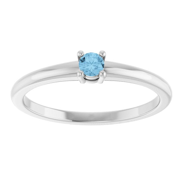 14K White Natural Sky Blue Topaz Ring