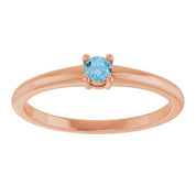 14K Rose Natural Sky Blue Topaz Ring