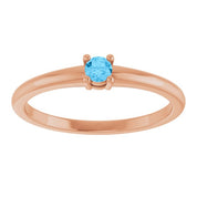 14K Rose Natural Swiss Blue Topaz Ring