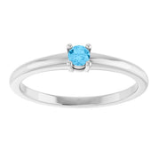 14K White Natural Swiss Blue Topaz Ring