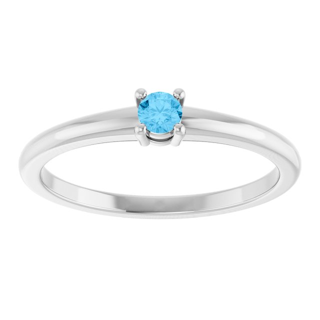 14K White Natural Swiss Blue Topaz Ring