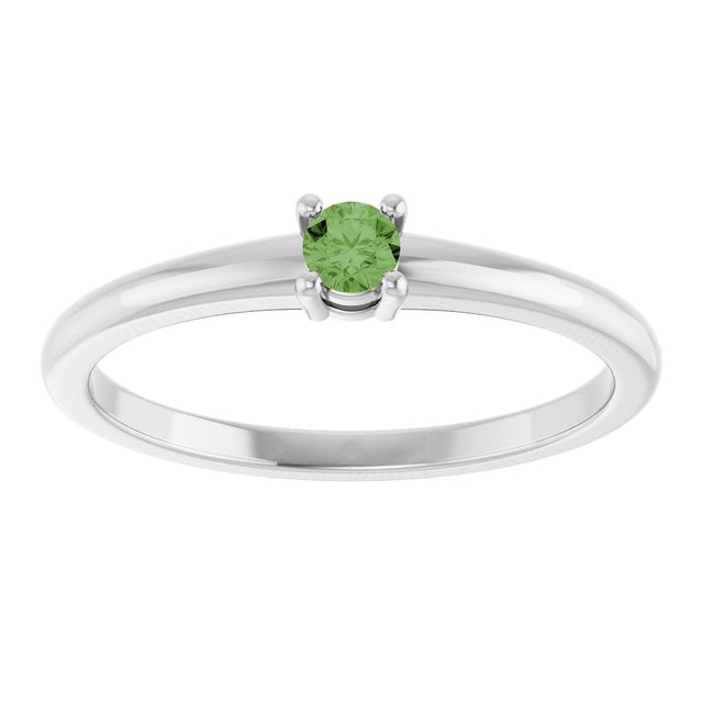 Platinum Natural Green Sapphire Ring