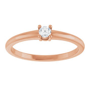 14K Rose Natural White Sapphire Ring