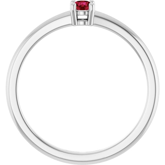 Sterling Silver Natural Ruby Ring