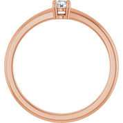14K Rose Natural White Sapphire Ring