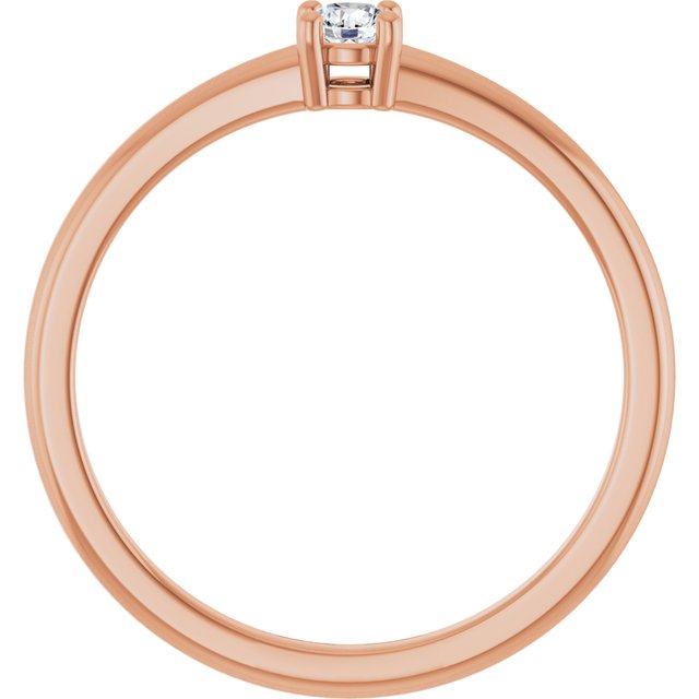 14K Rose Natural White Sapphire Ring