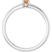 14K White Natural Citrine Ring