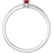 14K White Natural Ruby Ring