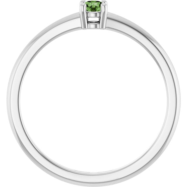 Platinum Natural Green Sapphire Ring