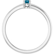 14K White Natural London Blue Topaz Ring