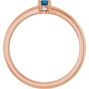 14K Rose Natural London Blue Topaz Ring