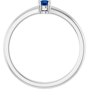 14K White Natural Blue Sapphire Ring