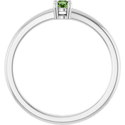 Sterling Silver Natural Green Sapphire Ring