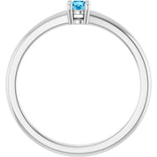 Platinum Natural Swiss Blue Topaz Ring