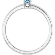 14K White Natural Sky Blue Topaz Ring
