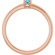 14K Rose Natural Swiss Blue Topaz Ring