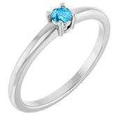 Sterling Silver Natural Aquamarine Ring