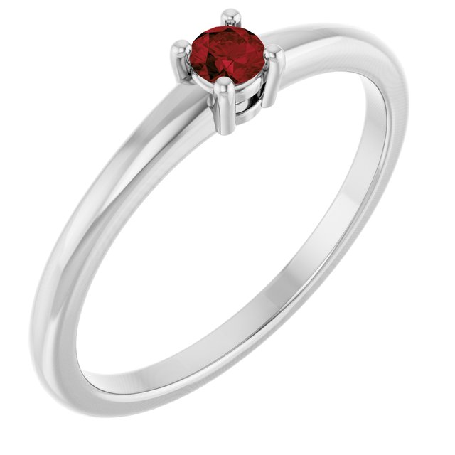 Platinum Natural Garnet Mozambique Ring