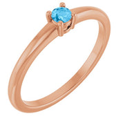 14K Rose Natural Swiss Blue Topaz Ring
