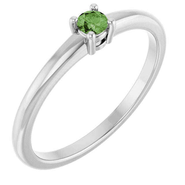 Platinum Natural Green Sapphire Ring