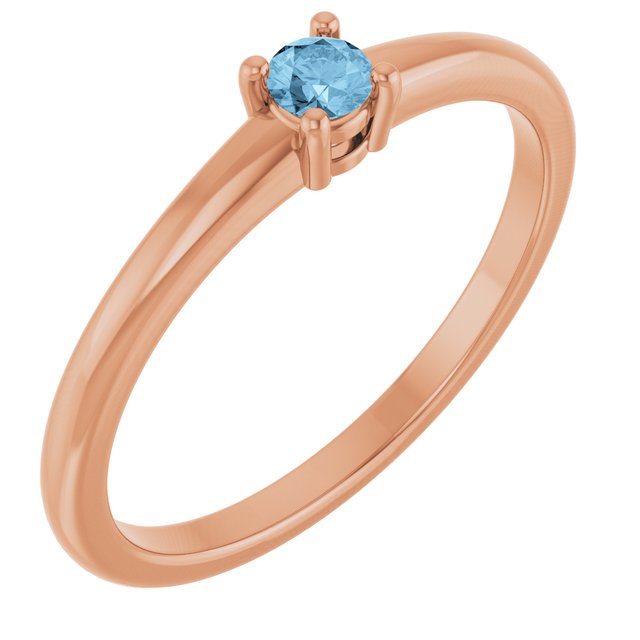 14K Rose Natural Sky Blue Topaz Ring