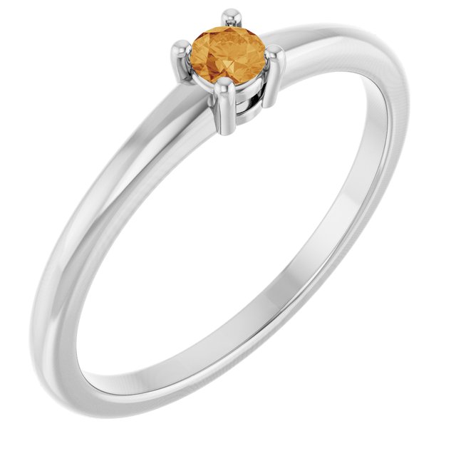 Platinum Natural Citrine Ring