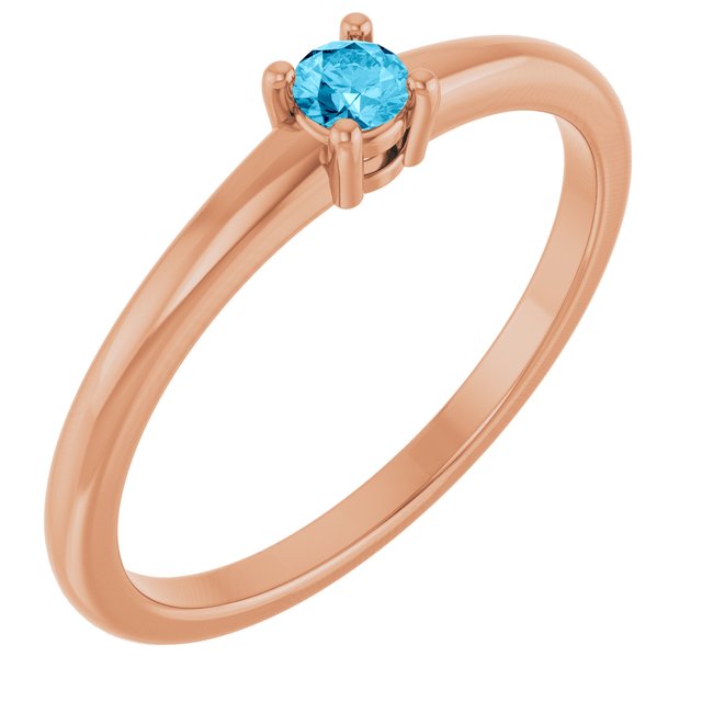 14K Rose Natural Aquamarine Ring