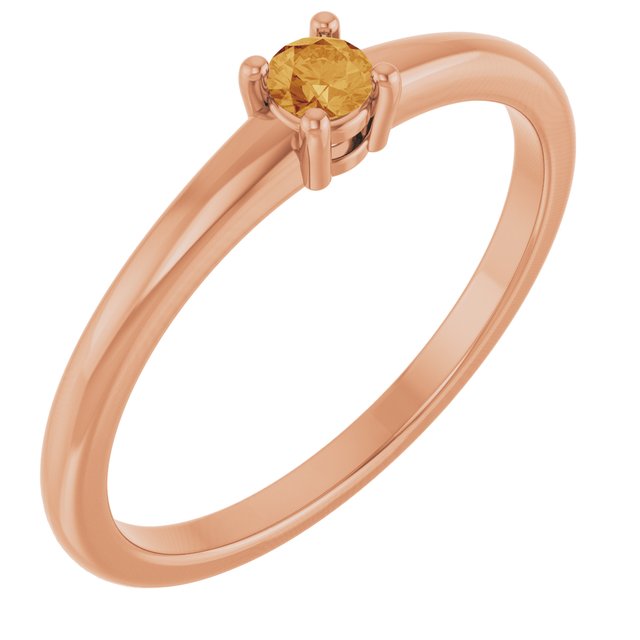 14K Rose Natural Citrine Ring