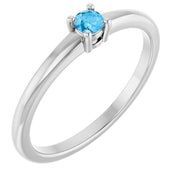 14K White Natural Swiss Blue Topaz Ring