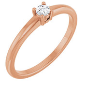 14K Rose Natural White Sapphire Ring