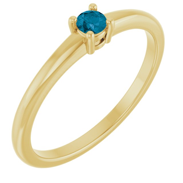 14K Yellow Natural London Blue Topaz Ring