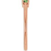 14K Rose Natural Green Sapphire Ring