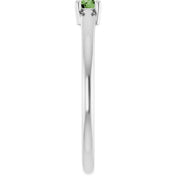 14K White Natural Green Sapphire Ring