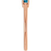 14K Rose Natural London Blue Topaz Ring