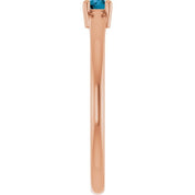 14K Rose Natural London Blue Topaz Ring
