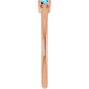 14K Rose Natural Aquamarine Ring