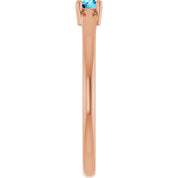 14K Rose Natural Aquamarine Ring