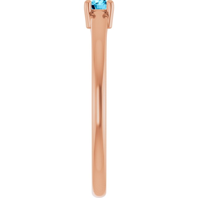 14K Rose Natural Aquamarine Ring